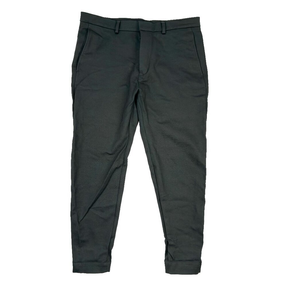 COS Green Ponte‎ Stretch Rayon Knit High Rise Slim Leg Ankle Zip Pants Sz 36R